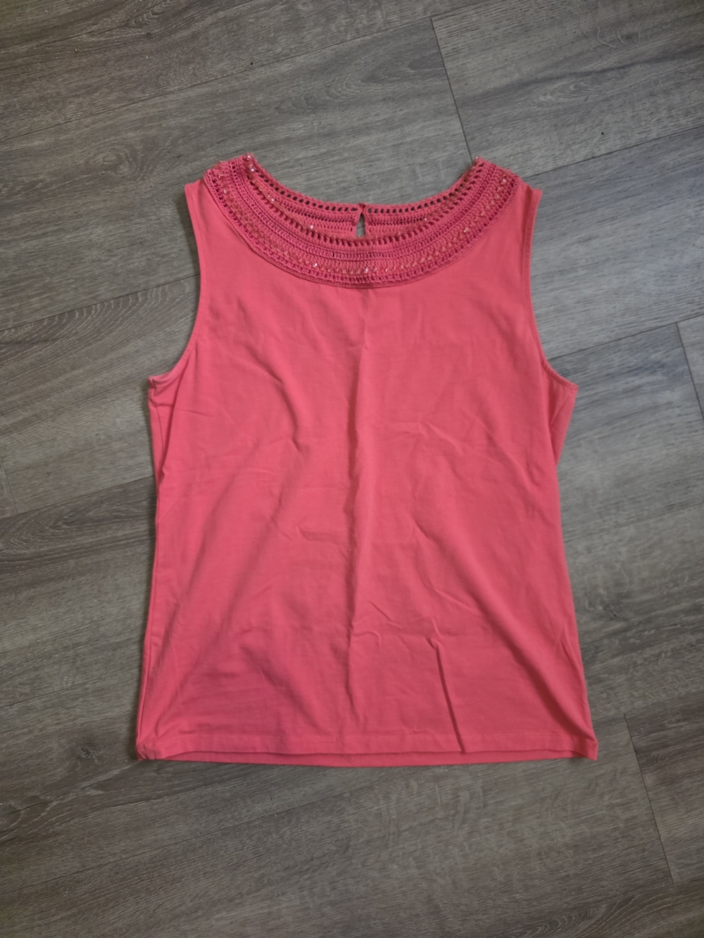 Jones New York Coral Crochet-Neck Sleeveless Tank Size L